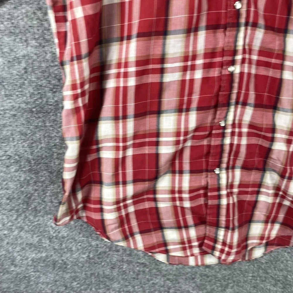 Ely Cattleman Shirt Mens XL Red Plaid Short Sleeve Pearl Snap Button Up Western - Picture 8 of 12